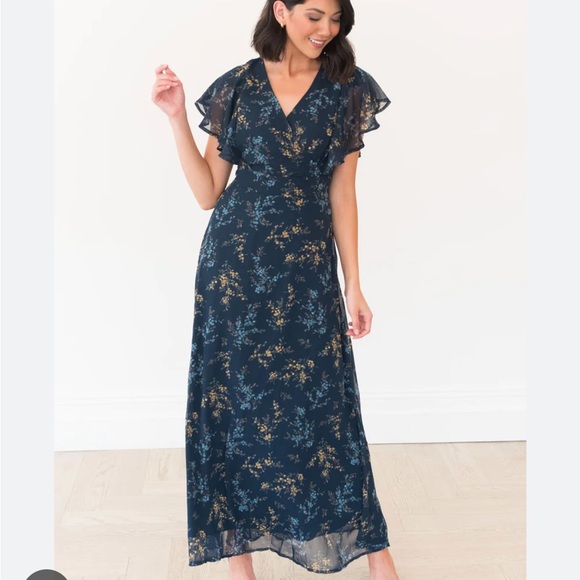 orange creek Dresses & Skirts - Neesees Dresses The Karlee Orange Creek Modest Maxi Chiffon Navy Floral Dress S